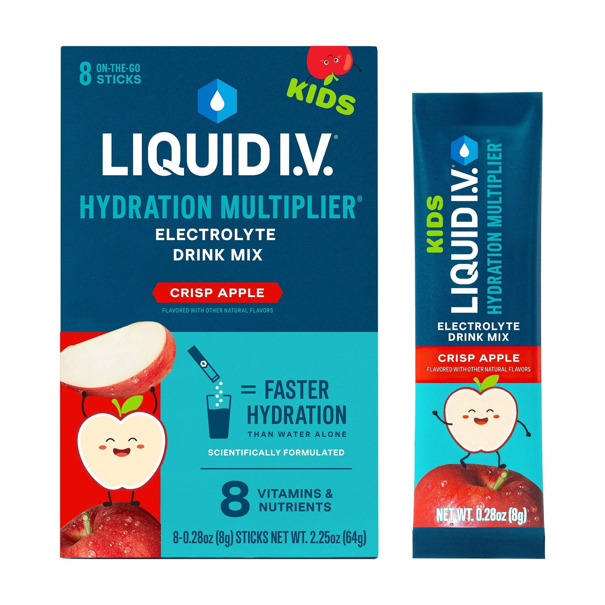 Liquid I.V.® Crisp Apple Hydration Multiplier® for Kids Powdered Electrolyte Drink Mix, 8 Count Packets