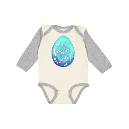 

Inktastic Happy Easter Y all with Blue Easter Egg Gift Baby Boy or Baby Girl Long Sleeve Bodysuit