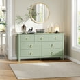 thumbnail image 1 of Commode Cannelée de 54 Pouces de Large à 7 Tiroirs avec Poignées Dorées, Armoire de Rangement Moderne en MDF pour Chambre, Salon, Entrée, Meuble Multimédia Polyvalent, Meuble Télé, Organisateur, 1 of 7