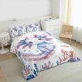 thumbnail image 4 of Manfei Girly Blue Axolotl Full Size Comforter Sets for Kids, Kawaii Seashell Sealife Bedding Comforter Set, Ocean Animal Reversible Bedding Sets, Microfiber Bedroom Decor, 3pcs, 4 of 9