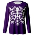 thumbnail image 4 of XIAOCHA Skeleton Ribcage Print T Shirt For Women Long Sleeve Round Neck Halloween Tee, 4 of 4