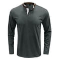 thumbnail image 3 of Defitshape Men's Cotton Henley Shirt Soft Long Sleeve Top Date Night Fashion 3 Button Placket Holiday Slim Fit Tshirt Fall Top Grey XX-Large, 3 of 5