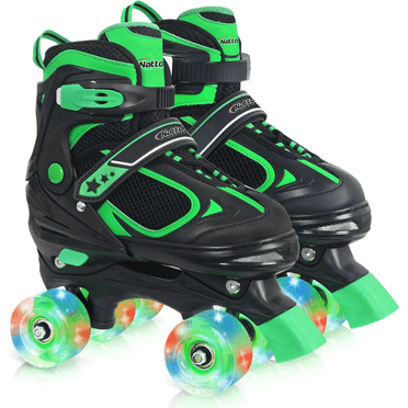 Nattork Roller Skates for Boys Girls Kids 4 Sizes Adjustable Quad Skates with Illuminating Wheels Pink Size M