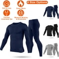 thumbnail image 4 of 2 Sets Men Thermal Underwear Set TeqHome Cotton Long Johns Pants Long Sleeve Soft Underwear Kit Top and Bottom Winter Sports Suits Navy Blue 2XL, 4 of 9