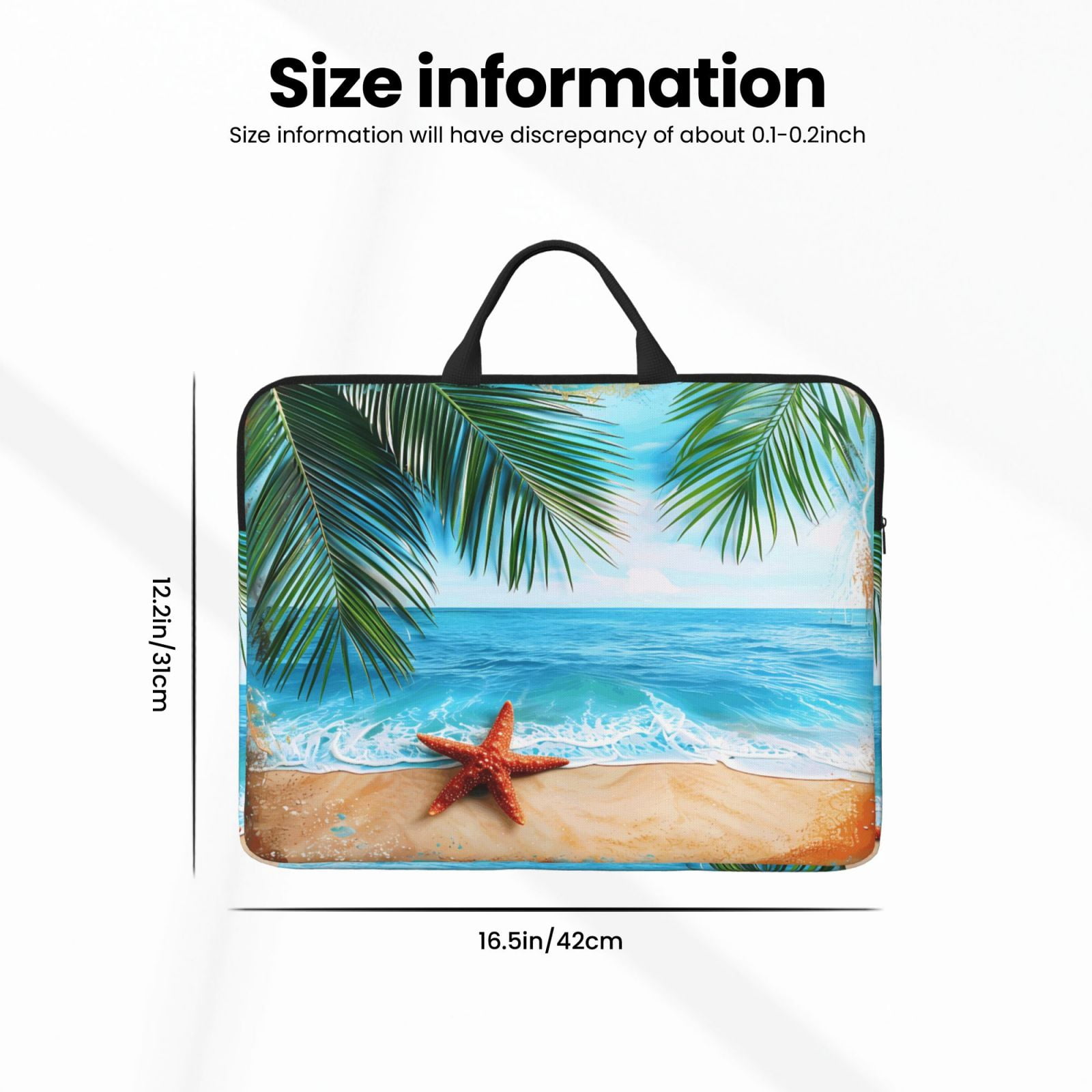 Laptop Sleeve Bag For Women Men 14inch Waterproof Durable Protective Computer Carrying Cover Handle Laptop Case Bag Beach Palm Leaf Starfish (9) (1)