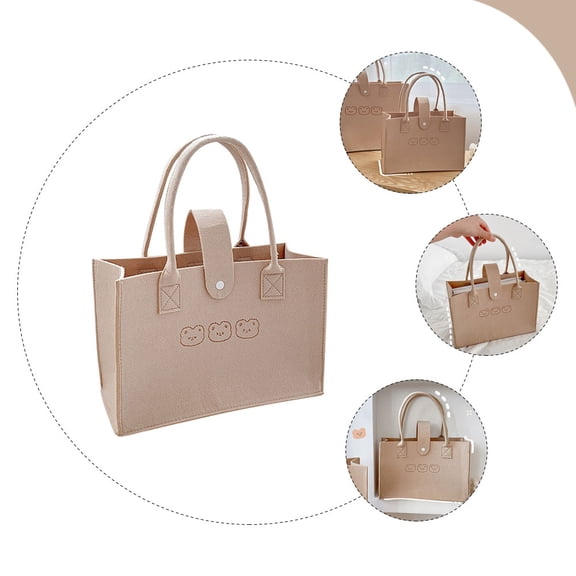 MEIBUTYUP Khaki High Capacity Storage Tote Bag Portable for Market Camping Use