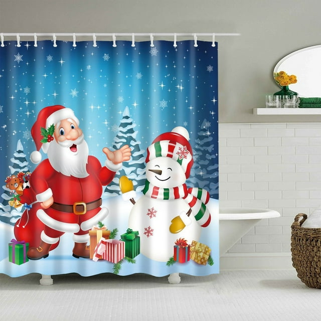 Coxeer Rideau de Douche de Noël Coloré Imperméable Rideau de Salle de Bain