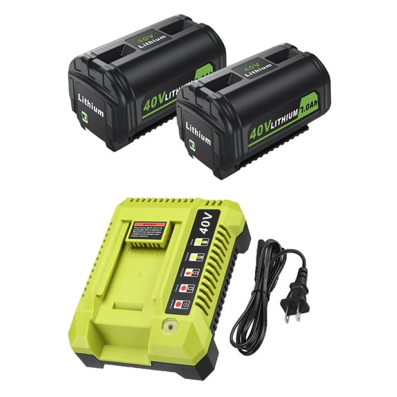 2-Pack 7.0Ah 40V OP4026 Lithium Battery   OP401 Rapid Battery Charger for Ryobi OP4050A OP40601 OP4026A OP4040 OP4030 Power Tools