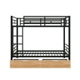 thumbnail image 5 of Metal Full Size Convertible Bunk Bed with 2 Drawers, Heavy Duty Sturdy Frame with Sturdy Guard Rail for Teens & Adults, No Box Spring Needed(Black, Full over Full), 5 of 11