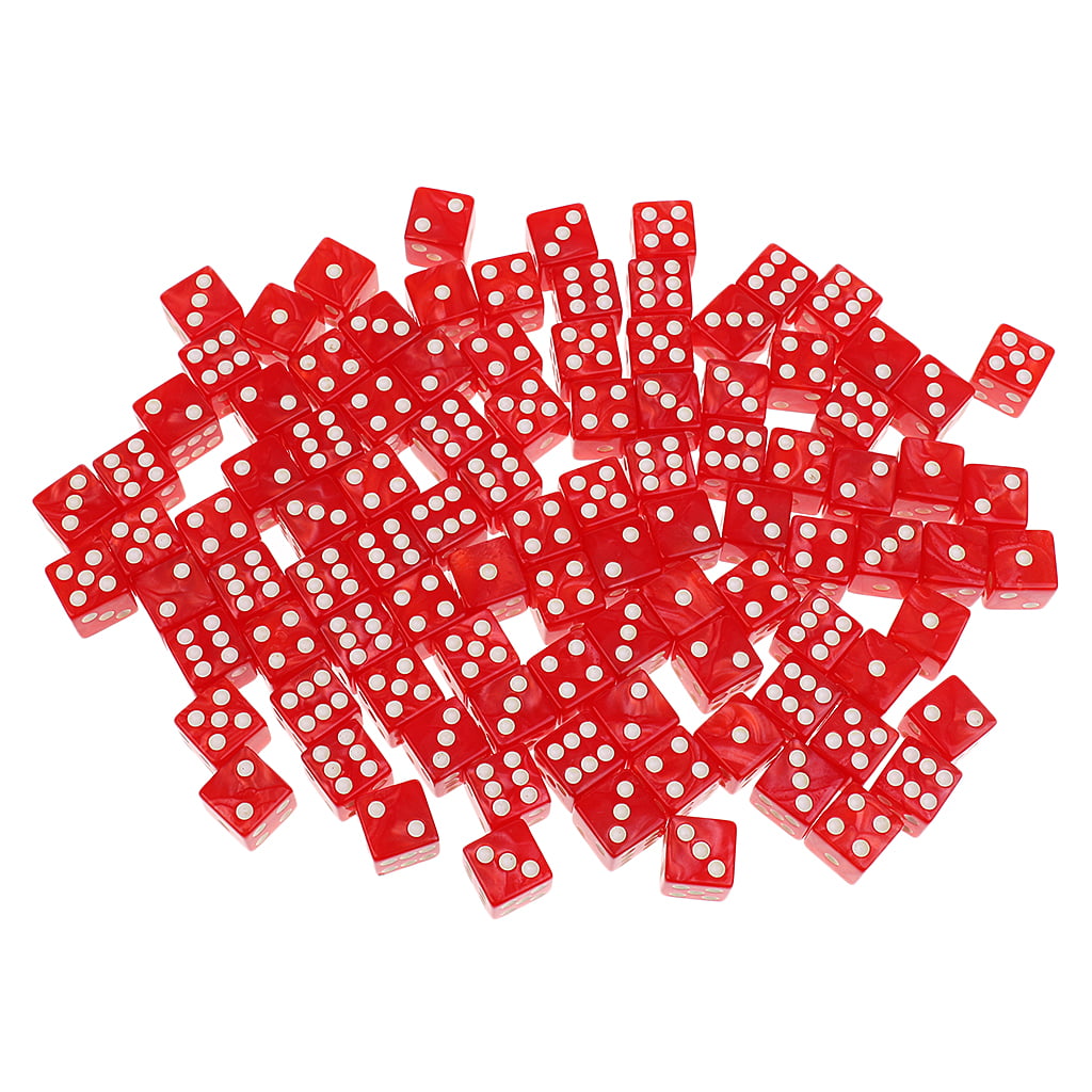 100Pcs D6 Dot Dice 14mm For Board Games Activity Casino Theme Party Game Red 