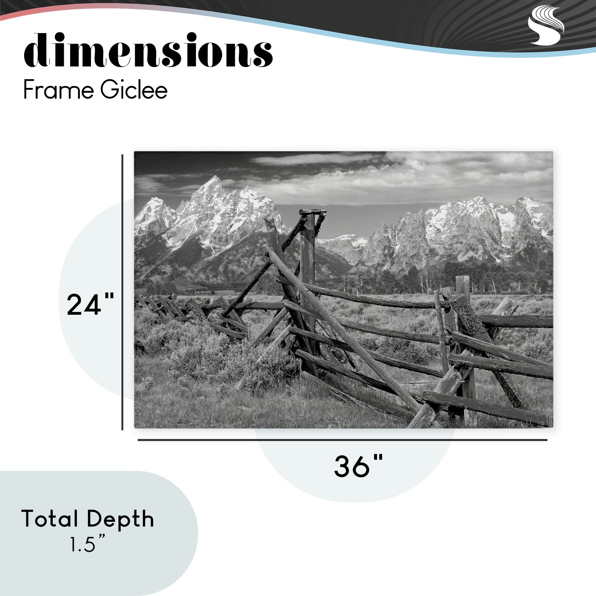 Grand Tetons Mountains & Fence Canvas Wall Art, design by MJ Photography