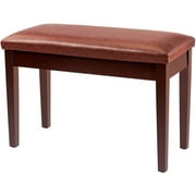 Bilot Brown Duet Piano Bench with Storage Compartment and Thick Cushion Hinged top Artist Duet Seat