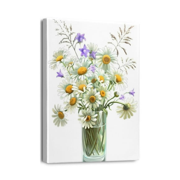 Décor Artistique de Fleurs : Art Mural Parfait pour la Décoration de Chambre Ou de Salle de Bain - Toile, Format 12x16 Po.