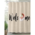 thumbnail image 2 of Beige Christmas Standard Shower Curtain Set, Waterproof Shower Curtains for Bathroom, Santa Xmas Rustic Farmhouse Winter Washable Fabric Cloth Bath Curtain for Bathtub with Hooks 72x72 Inches, 2 of 6