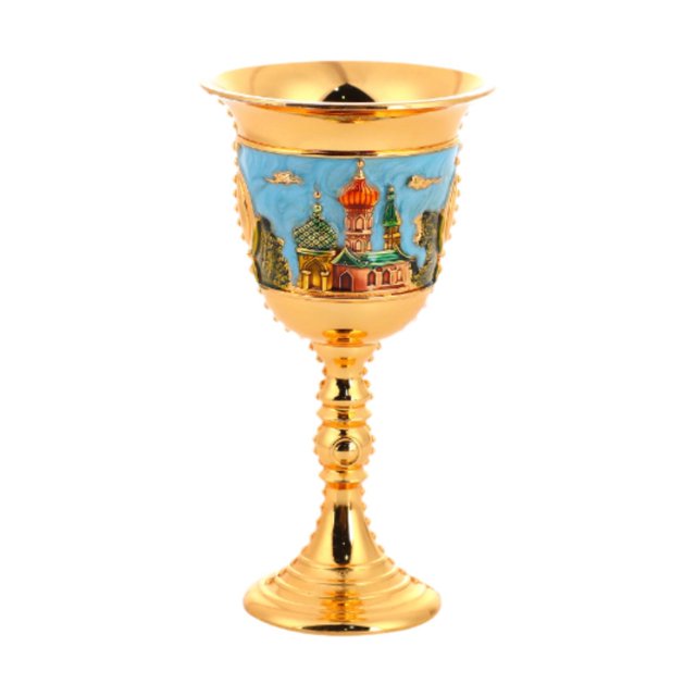Copa Medieval Vintage de cristal en relieve, Mini copa de comunión, decoración de aniversario grabada, de Metal para bendición del hogar azul claro