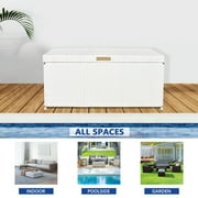 Jeco Wicker Patio Storage Deck Box in White