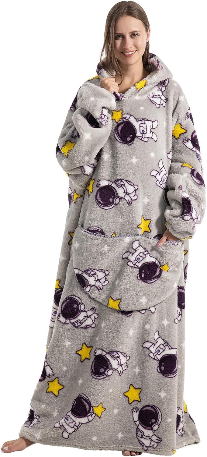 Oversized Blanket Hoodie,Adult Snuggle Fleece Wearable Blanket Fluffy Giant Hooded Sweatshirt