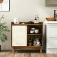 thumbnail image 3 of YYAo Buffet Sideboard, Cupboard Buffet Console Kitchen Sideboard,Rattan Buffet Sideboard Mid Century Floor Storage Cabinet with Sliding Door and Adjustable Shelves-Walnut, 3 of 10