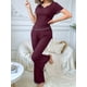 thumbnail image 5 of Conjunto de Pijama de 2 Piezas para Mujer de Corta con Pantalón , Pijama Suave y Ropa de Dormir Informal. Vino Tinto M, 5 of 9