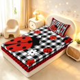 thumbnail image 4 of Erosebridal Vintage Ladybug Grid Twin Sheets,Romantic Daisy Flowers Bedding,Red Black,3pcs,1 Flat Sheet,1 Fitted Sheet and 1 Pillowcase, 4 of 6