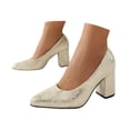 thumbnail image 3 of Win s Way Women's Pointed Toe Low Cut Chunky Heel Pumps Elegant Comfort Slip On Office Everyday Dress Shoes, 3 of 9