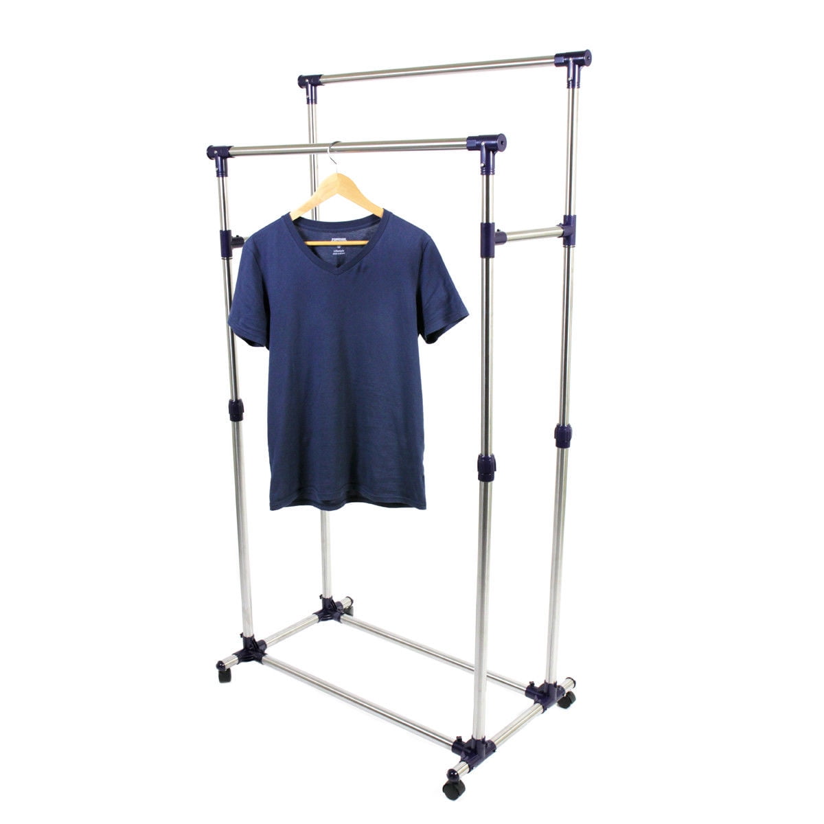 LEHOM G1 Heavy Duty Clothes Rack, 3 Tiers Rolling Garment Rack for Hanging  Clothes, Adjustable Wire Clothing Rack with Storage Shelves, Lockable