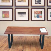 Contemporary Home Living Solid Rectangular Wooden Bench - 40 - Chestnut Brown and Black