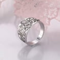 thumbnail image 3 of Stainless Steel Flower Rings with Rhinestone Wide Delicate Boho Rings for Women, 3 of 9