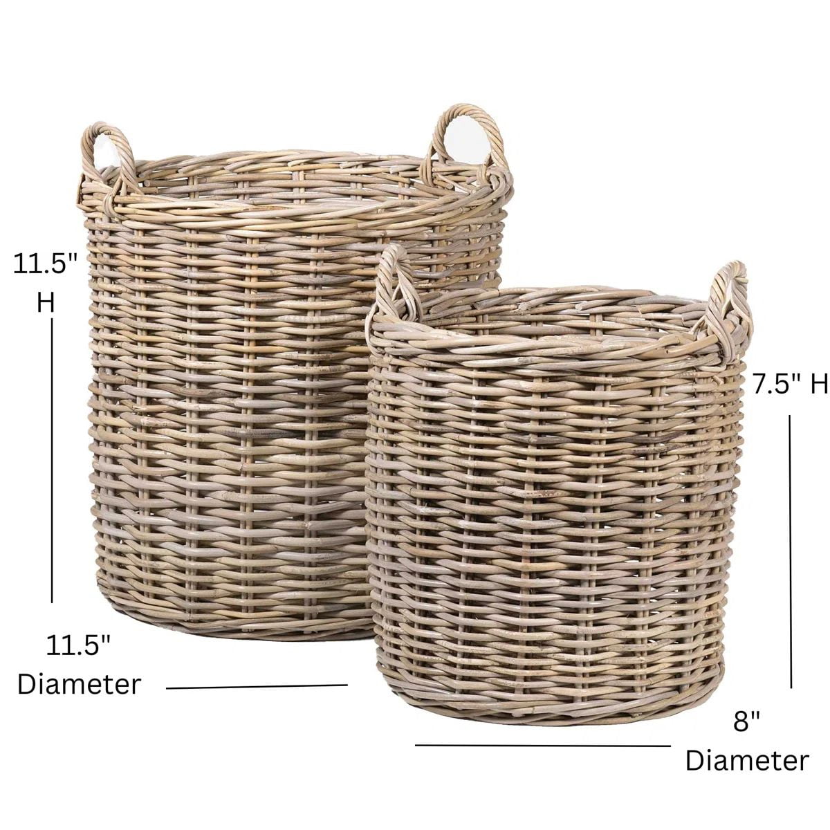 East at Main Large Versatile Rattan Storage Baskets Set of 2