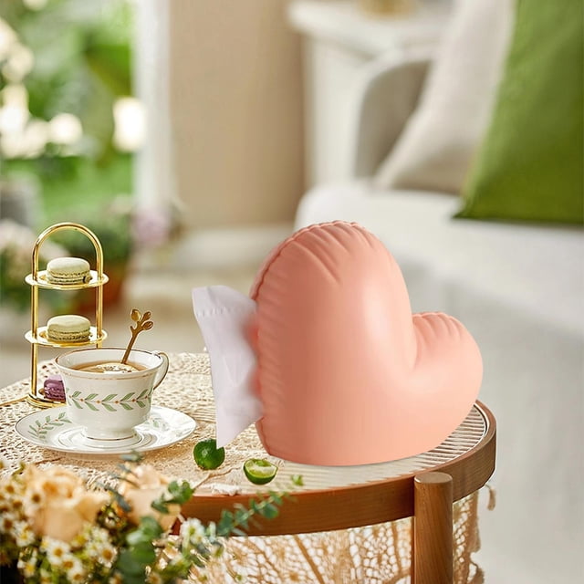 Caja de pañuelos con forma de corazón, adorno de escritorio, servilletero, caja de toallas de papel para baño, mesa de café, decoración de restaurante Rosa