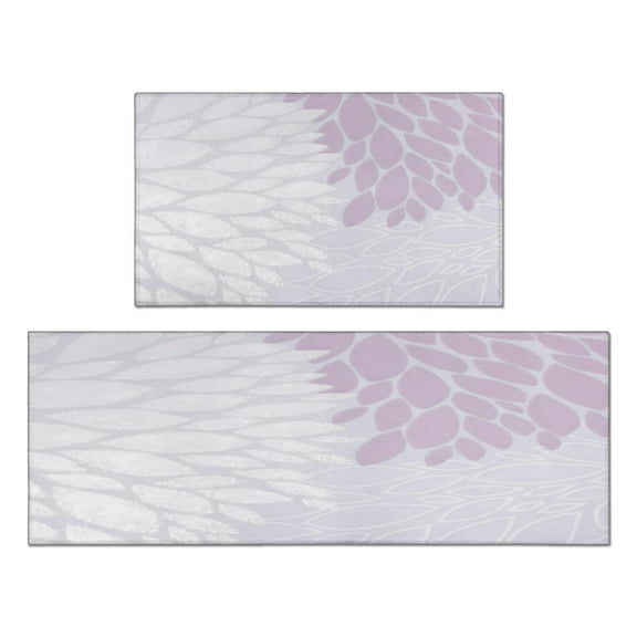 Colorful Dalia Flowers Kitchen Rugs and Mats Sets Of 2,Kitchen Decoration Rugs,Rubber Backing Non-Slip Floor Mat for Sink Washable Waterproof Laundry Room Runner Rugs