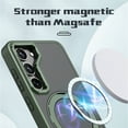 thumbnail image 2 of Phone Case for Samsung Galaxy S25+ Strengthened Magnetic Ring Stand Translucent Back Cover Compatible with Magsafe, Military-Grade Shockproof Anti-fall Protection Case for Men Women,Green, 2 of 6