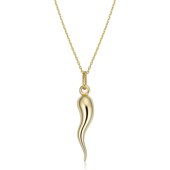 KoolJewelry 14k Yellow Gold Horn Necklace (18 Inch)