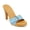 Blue, variant on XYD Women Slip-on Cone High Heel Mules Strap Buckle Cork Slides Silver-studs Open Toe Sandals Daily Outdoor Dress Size 10 Black