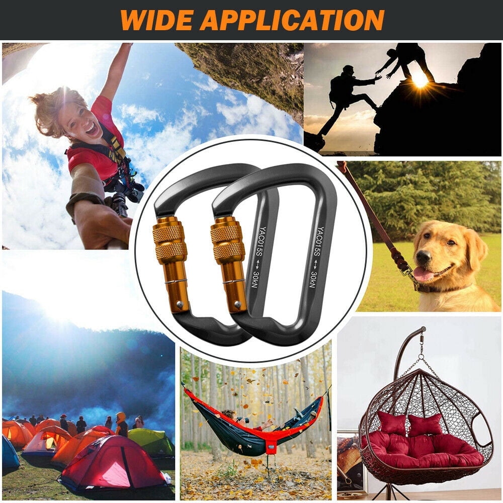 ASTRAEA 3Pack Screwgate Locking Carabiner, 30KN Heavy Duty D-Ring Clip Hook for Climbing Caving Hiking, Gray