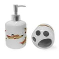 thumbnail image 2 of Ambesonne Animal Soap Dispenser & Toothbrush Holder Set, Superhero Puppy with Paw, 2 Pcs, Red Cream White, 2 of 6