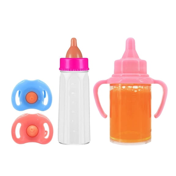 4 Pc Baby Doll Feeding Bottle Set Pretend Play Doll Accessories Lightweight Plastic Bottles for Doll Care Play