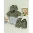 thumbnail image 2 of Coduop Toddler Boys Summer Outfits Set,Short Sleeve Hooded T-shirt and Elastic Shorts 2Pcs Set, 2 of 8
