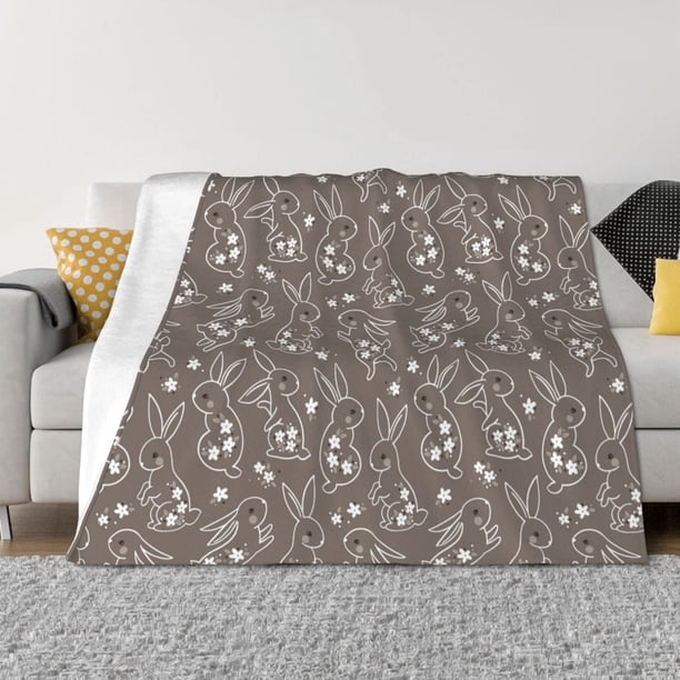 Balery Retro Bunny Manta de Franela con Dibujo, Lujo Ultra Suave y Cálido, Antipelusa y Resistente a las Arrugas para Cama, Sofá, Camping -40"x30"