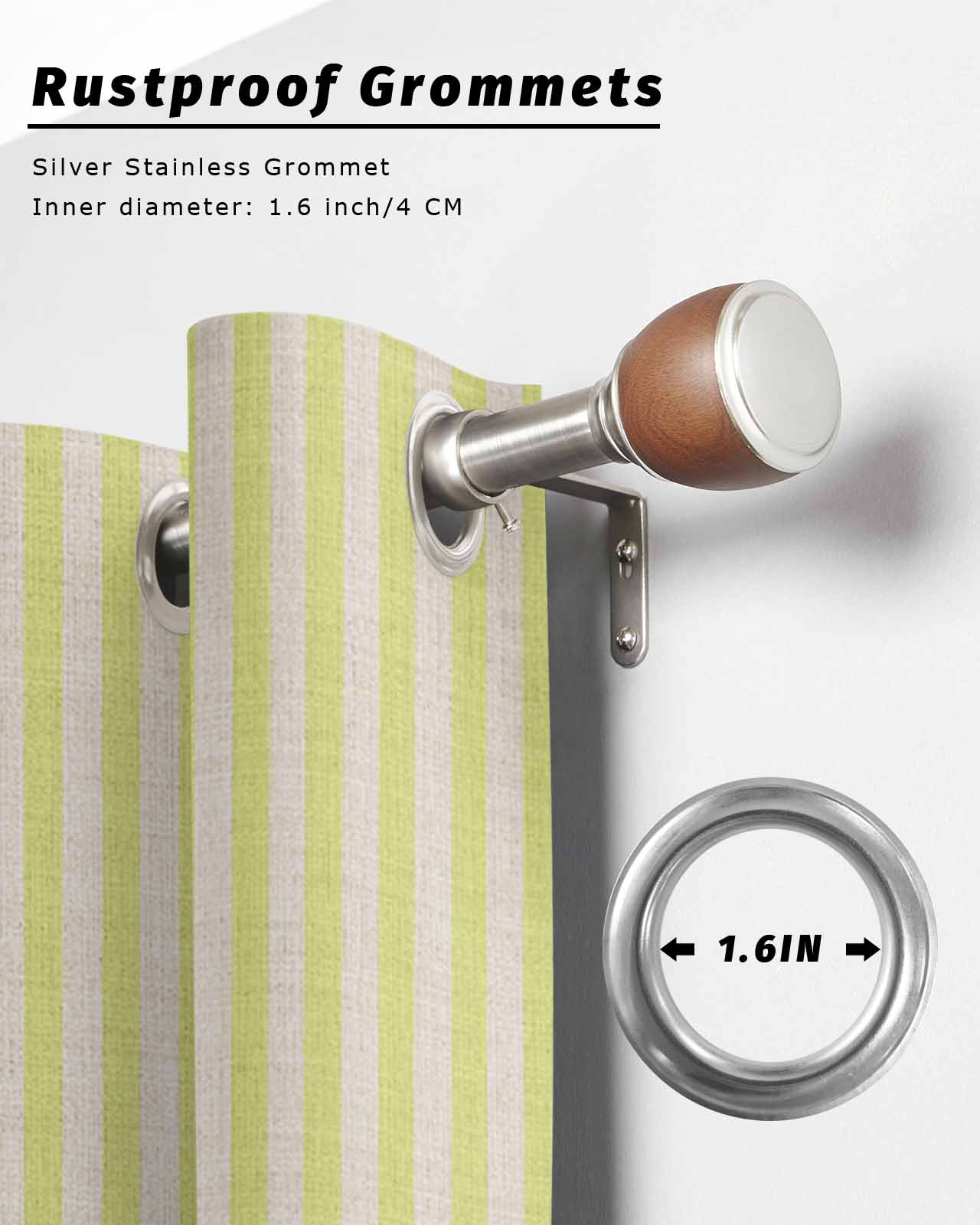 Yellow Striped Outdoor Curtains for Patio, Modern Simple Farmhouse Beige Vintage Privacy Drapes Grommet Waterproof Outside Curtains for Porch/Cabana/Balcony 54"x 108", 1 Panel