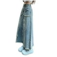 thumbnail image 2 of sunshuilll Women's Casual A-Line Mid-Length Denim Skirt Blue, 2 of 8