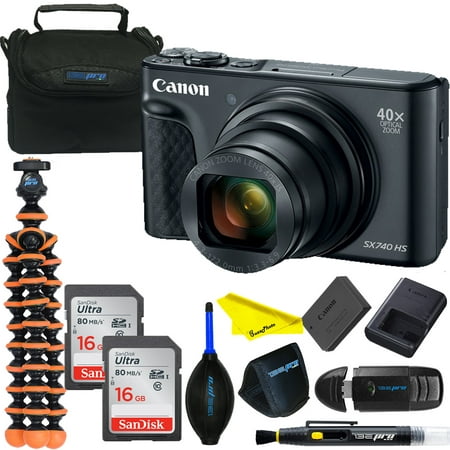 Canon PowerShot SX740 HS 20.3MP 40x Optical Zoom Digital Camera with 4K Video - Black+Buzz-Photo Kit