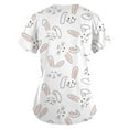 thumbnail image 3 of YDKZYMD Easter Scrubs Short Sleeve Family Party Rabbits Eggs Printed Scrubs Bunny Casual Holiday Scrub Tops Party V Neck Shirts with Pockets White XL, 3 of 3
