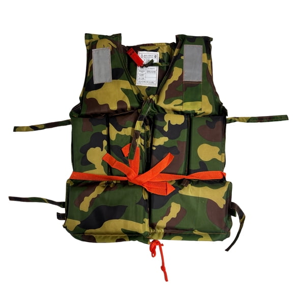 Camouflage Adult Fishing Life Jacket, Polyethylene Foam Buoyancy Aid PFD, Wear-Resistant Surf Vest for Kayaking Rafting Sea Fishing