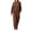 Brown, variant on Ashirexll 2 Piece Sets for Women Long Sleeve Round Neck Top with Wide Leg Pants Pocket Casual Outdoor Loose Set