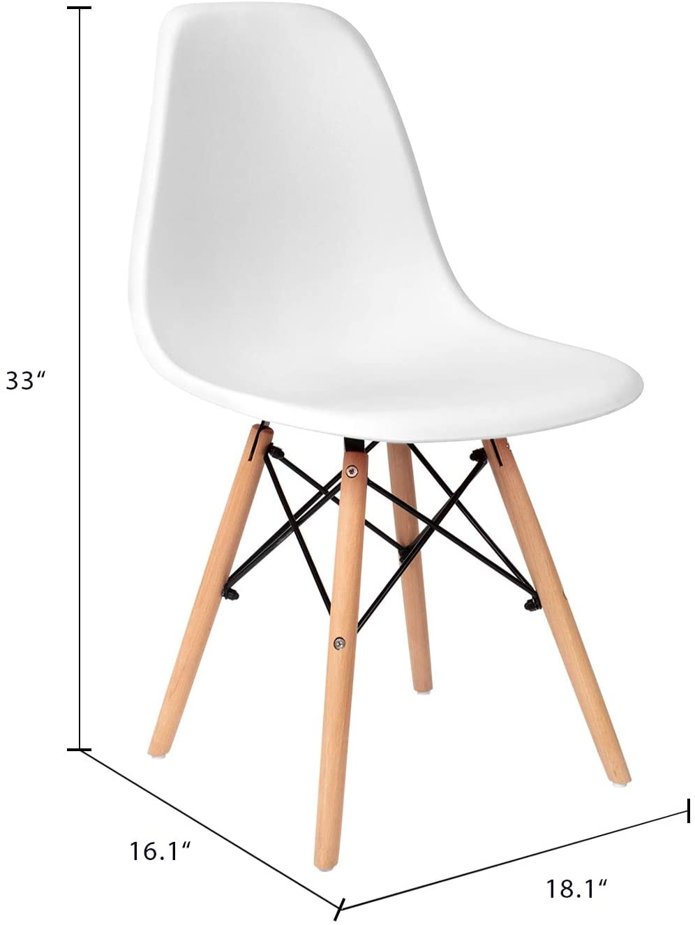 Furmax Modern Dining Chair Set of 4 Mid Century DSW Shell Chair for Kitchen, Dining, Bedroom, Living Room, White
