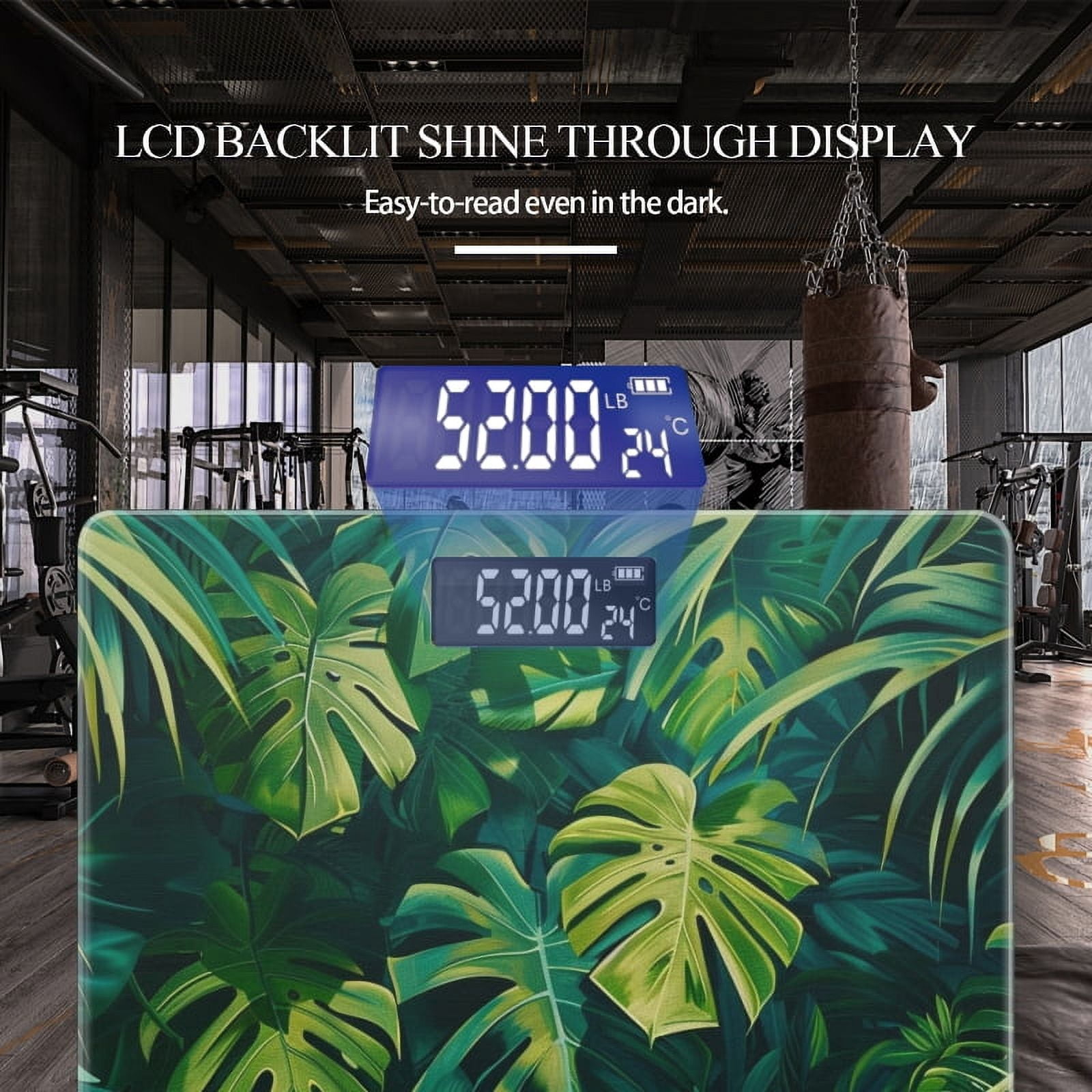 High Precision Body Weight Scale Smart Bathroom Scales with Large LCD Display(400lbs),Decorative for Bedroom-Lush Jungle Of Tropical Leaves And Palm Fronds