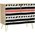thumbnail image 3 of PixonSign Sideboard Buffet Cabinet, Kitchen Storage Cabinet with 2 Doors, Black & Red Geometric Line Patterns, Cupboard Console Table for Dining Room - 35" L x 18" W x 29" H, 3 of 5