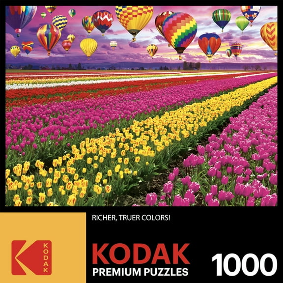 Cra-Z-Art Kodak 1000-Piece Sunset Balloons over Tulip Field Jigsaw Puzzle