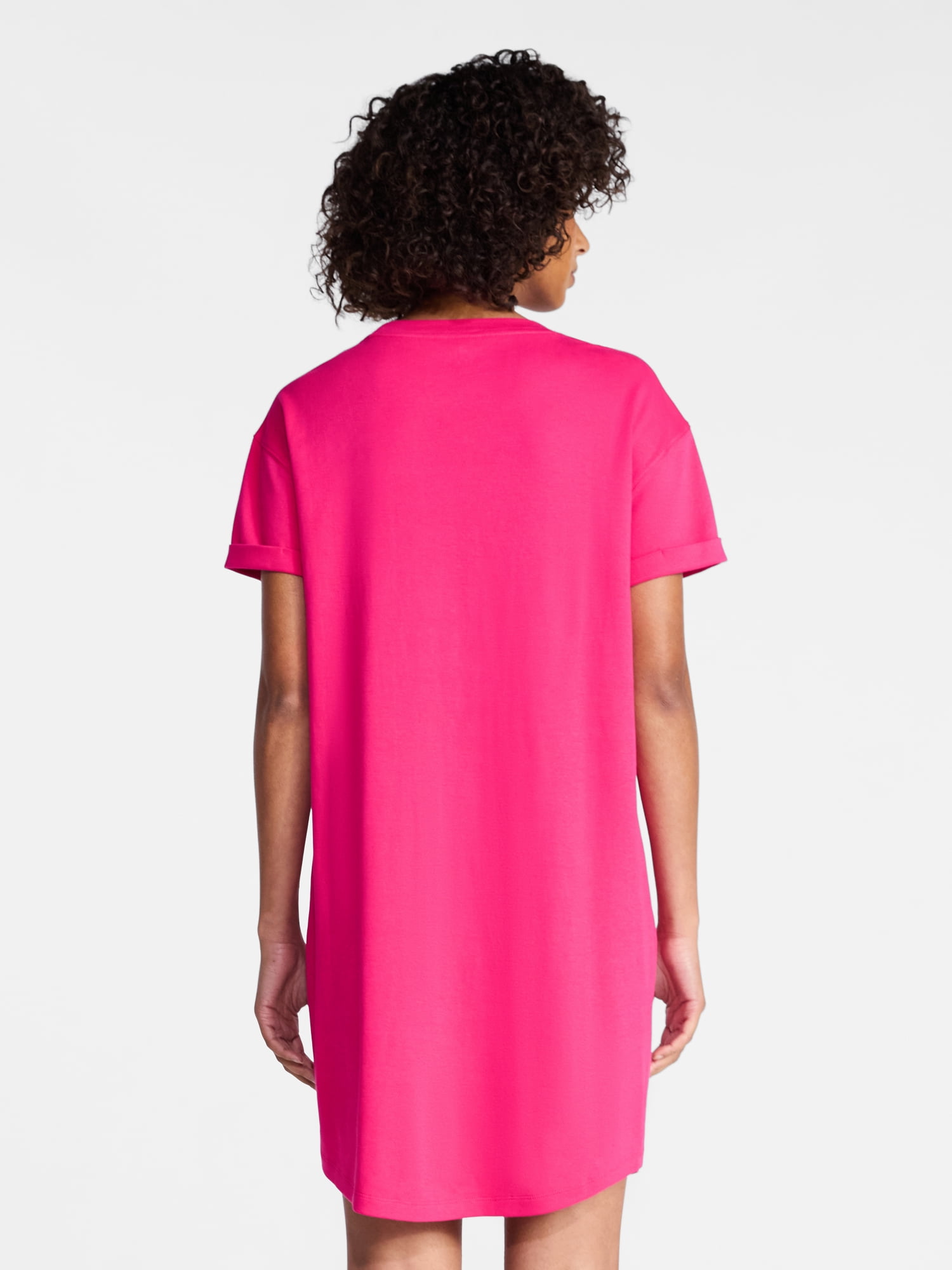 Time and Tru Women's Cotton T-Shirt Dress with Short Sleeves, Sizes XS-XXXL